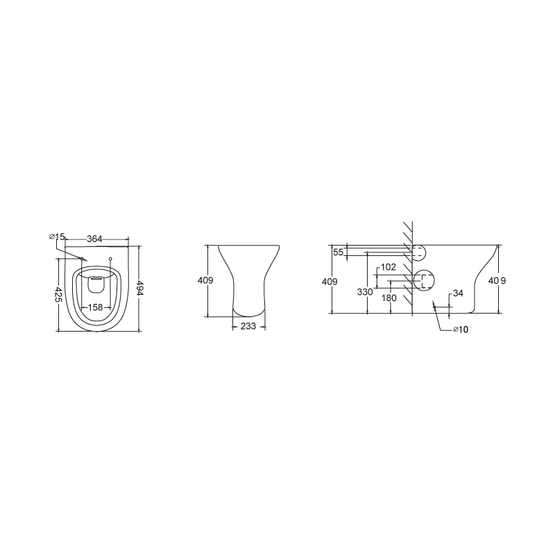 Salle de bains carrée de vente chaude Back To Wall WC - BTW302