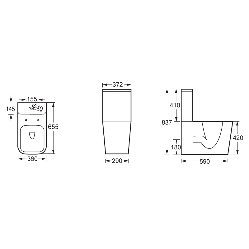 Toilette lavable en deux pièces de style européen populaire --SD920