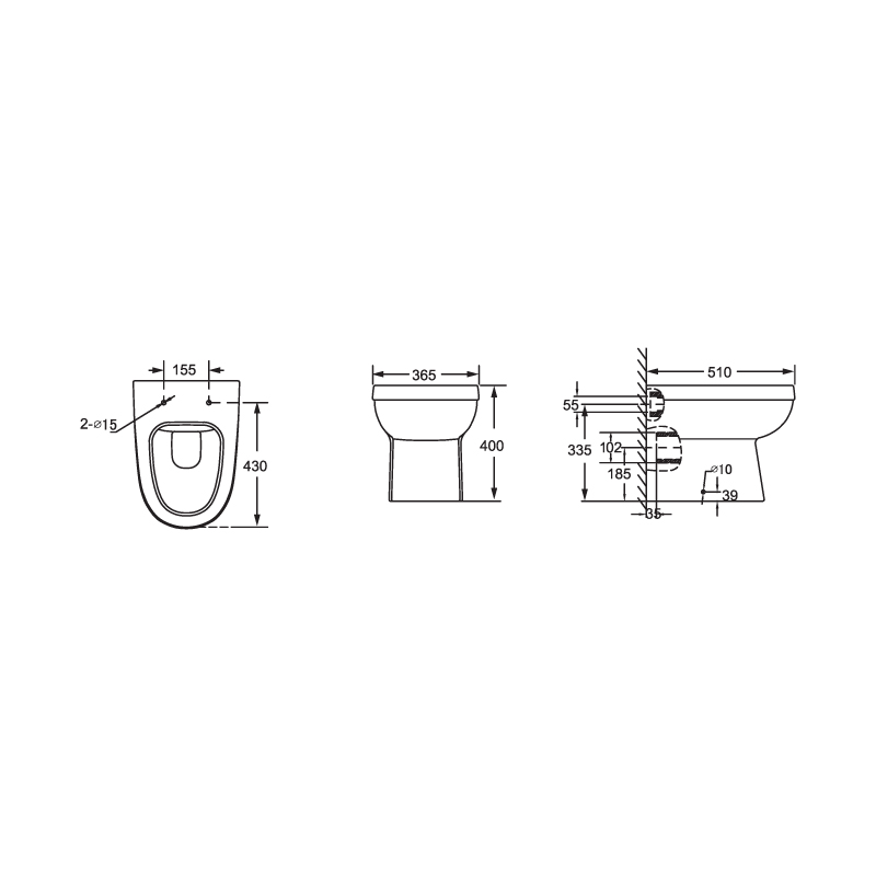 Vente chaude wac toilette Back To Wall Toilette - BTE303