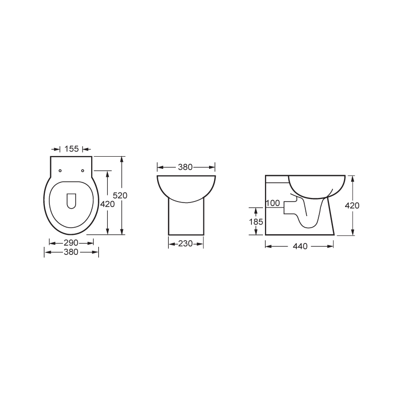 Toilette de salle de bain la plus vendue Toilette dos au mur - BTW901