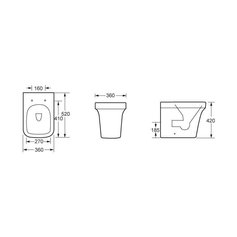 Toilette murale en céramique pour salle de bain - BTW618